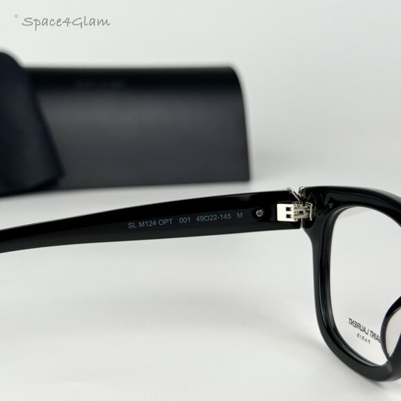 NEW Saint Laurent SLM124 OPT 001 Black Demo Cat Eye Unisex Eyeglasses - Picture 5 of 10